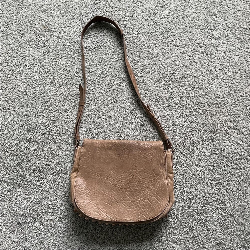 ALEXANDER WANG Taupe Pebbled Lambskin Leather Rose Gold Crossbody Messenger Bag - Picture 2 of 16